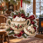 Holiday Sugar Bowl Acrylic Christmas Ornament — digital product visualization