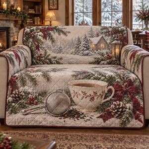 Holiday Tea Strainer Christmas Quilted Sofa Cover