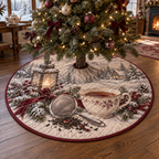 Holiday Tea Strainer Quilted Christmas Tree Skirt — digital product visualization