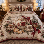 Holiday Teapot Christmas 3-Piece Quilted Bedding Set — digital product visualization