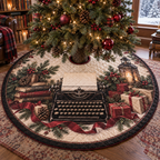 Holiday Typewriter Quilted Christmas Tree Skirt — digital product visualization
