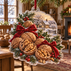 Holiday Walnut Acrylic Christmas Ornament — digital product visualization