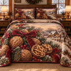 Holiday Walnut Christmas 3-Piece Quilted Bedding Set — digital product visualization