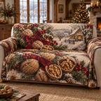Holiday Walnut Christmas Quilted Sofa Cover — digital product visualization