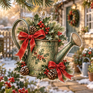 Holiday Watering Can Acrylic Christmas Ornament