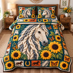 Horse Rustic Journey quilted 3-piece bedding set on a made bed in a rustic timber bedroom