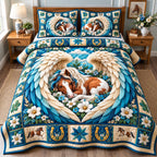 Horse Western Freedom quilted 3-piece bedding set on a made bed in a warmly lit bedroom