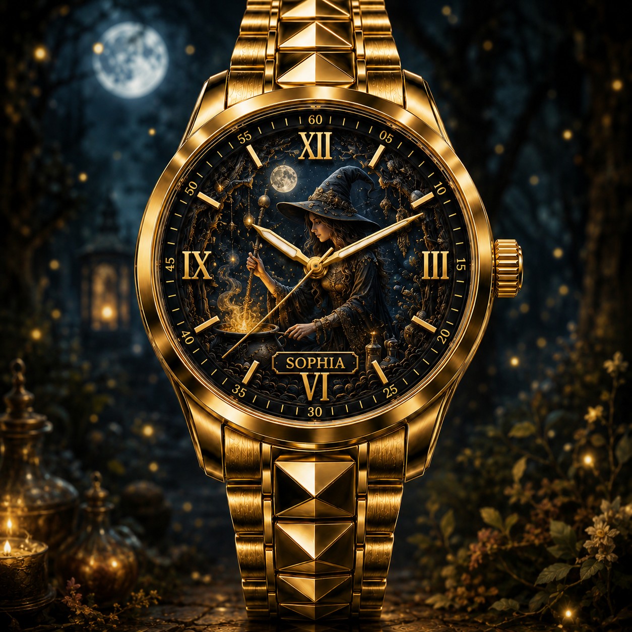 Custom Moonlit Witch Watch — personalized with a custom name