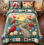 I Have For You quilted 3-piece bedding set on a made bed with two matching pillow shams