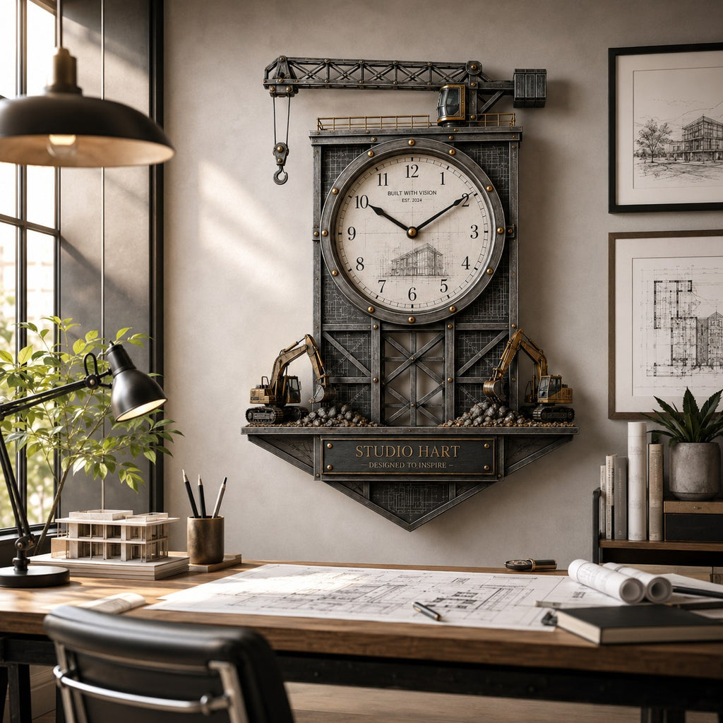 Personalized Architect Blueprint Custom Name Wall Clock — personalized with a custom name
