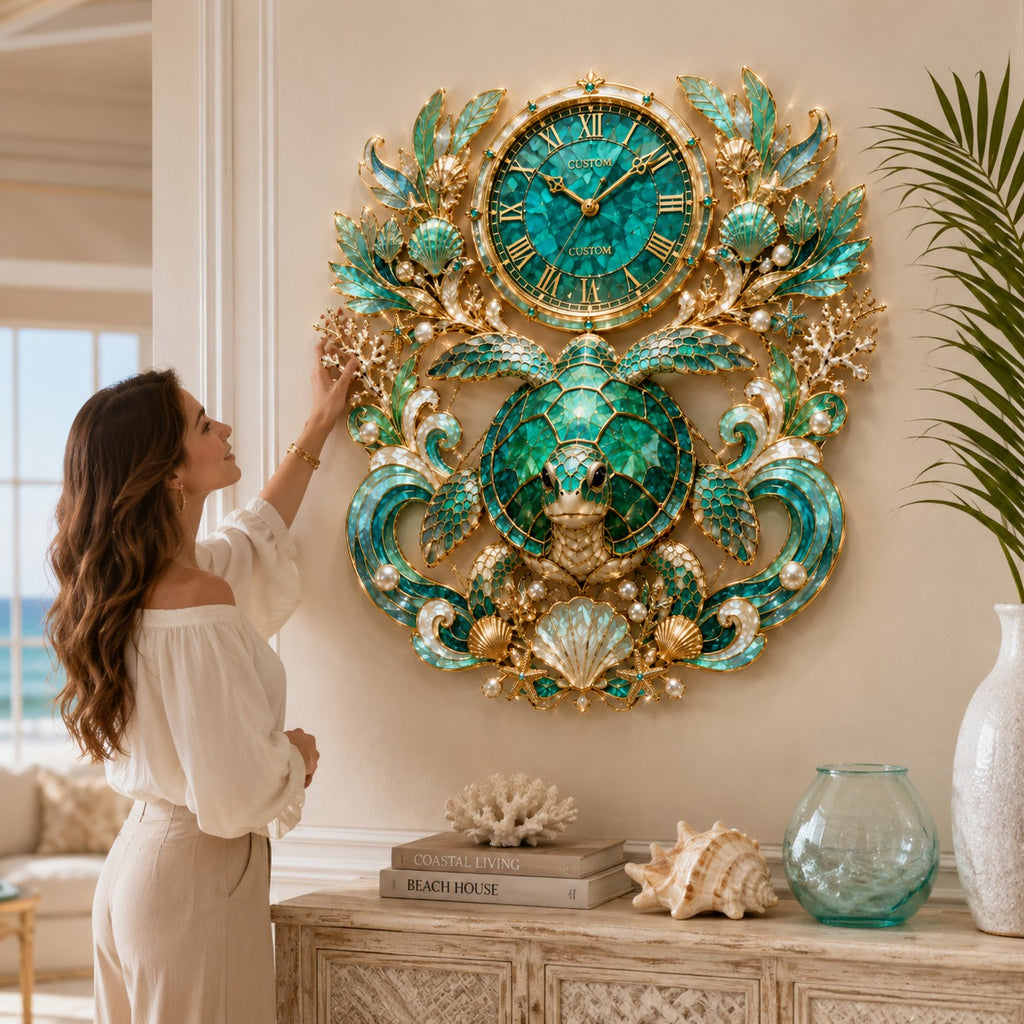 Sea turtle clock — personalized with a custom name