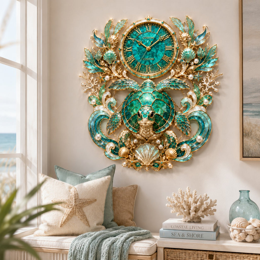Sea turtle clock — personalized with a custom name
