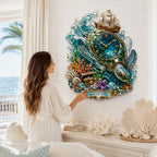 Personalized crystal sea turtle wall clock — personalized with a custom name