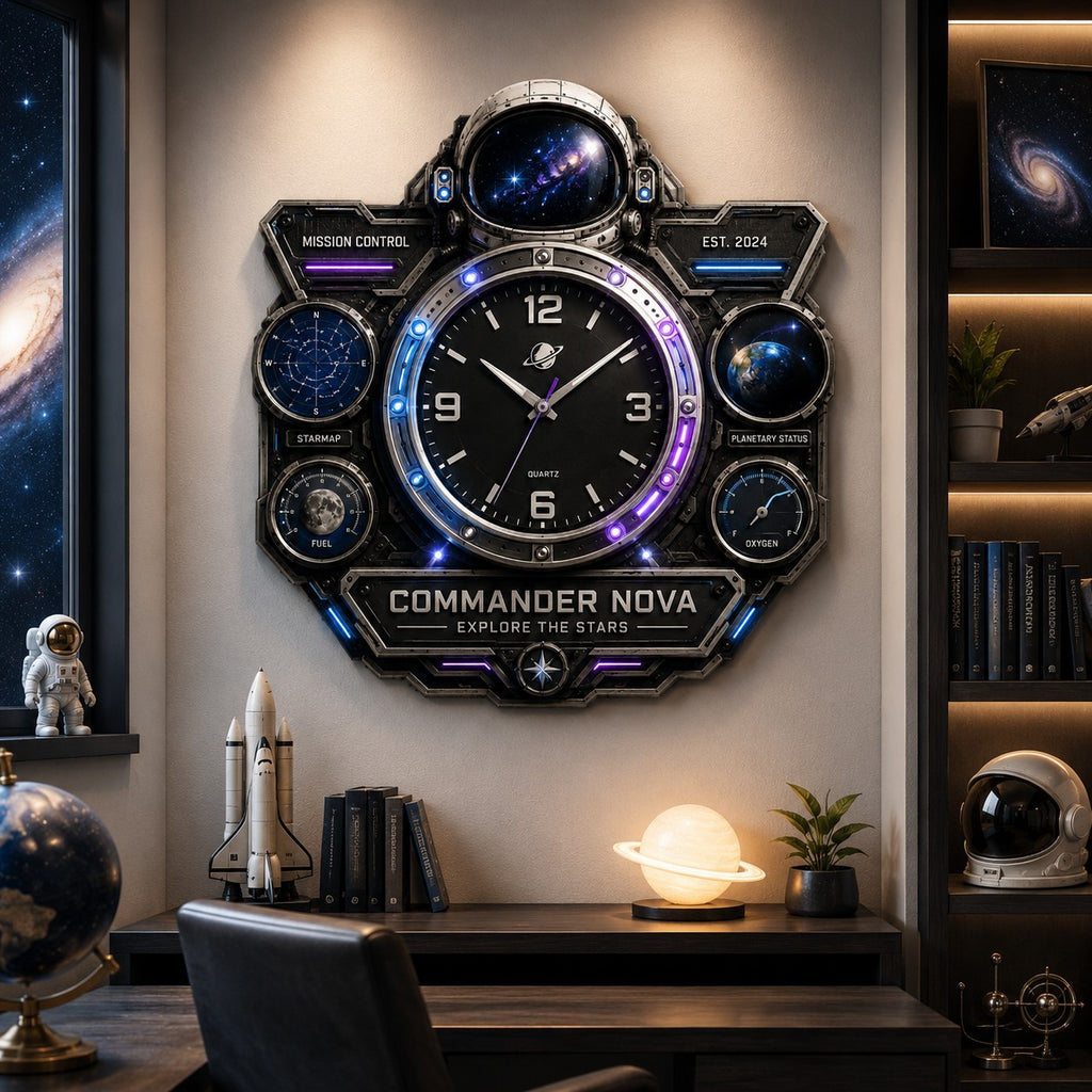 Custom astronaut clock — personalized with a custom name