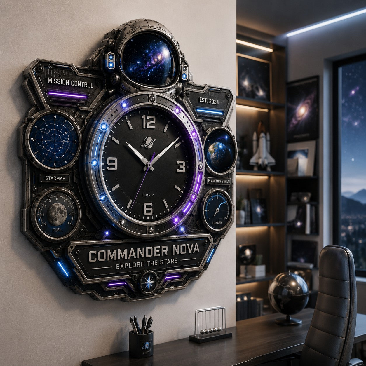 Custom astronaut clock — personalized with a custom name