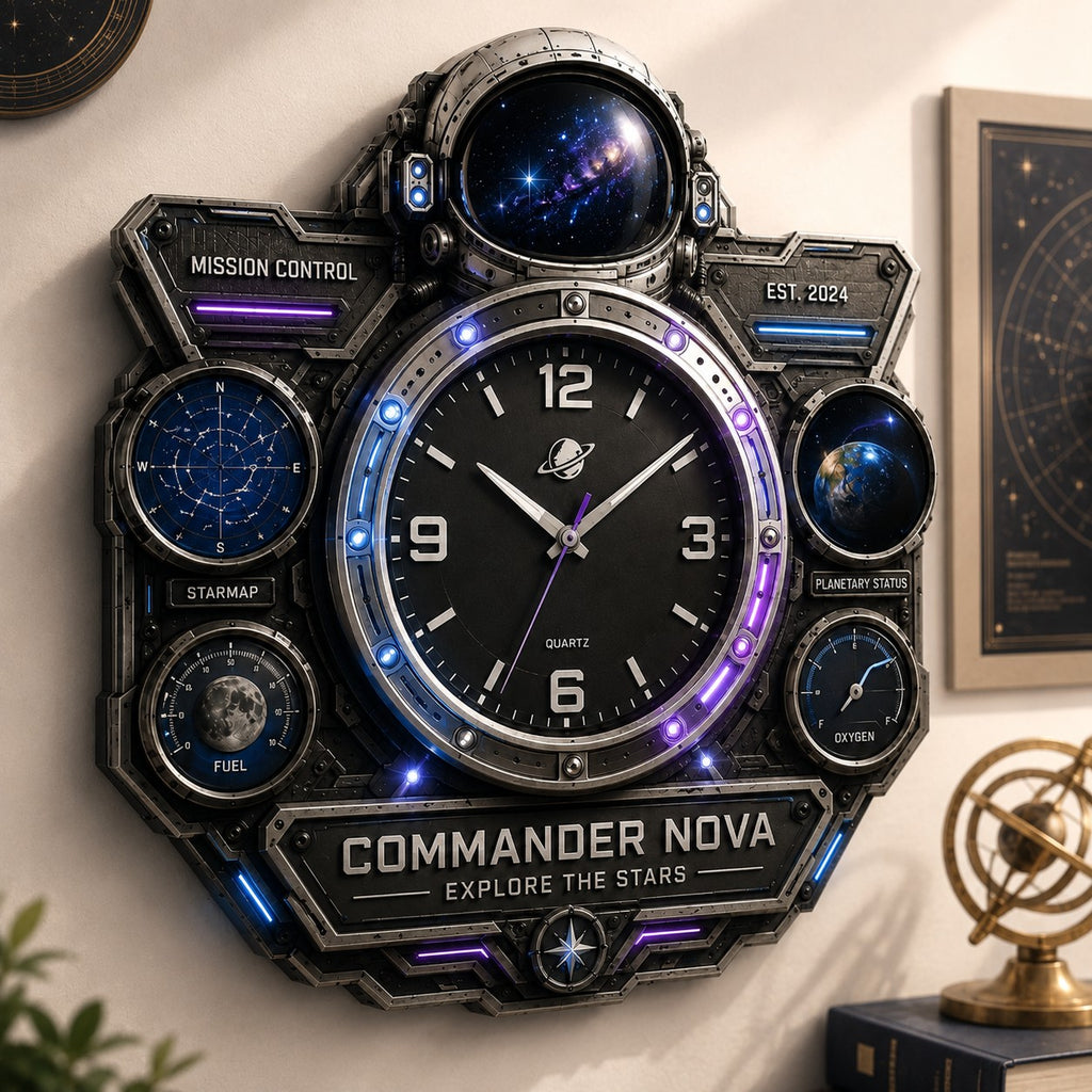 Custom astronaut clock — personalized with a custom name