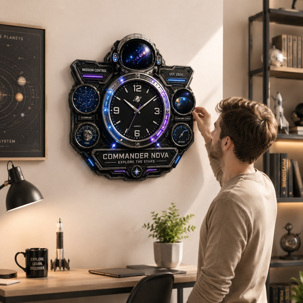 Custom astronaut clock — personalized with a custom name