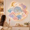 Moon cloud Custom Name Wall Clock — personalized with a custom name