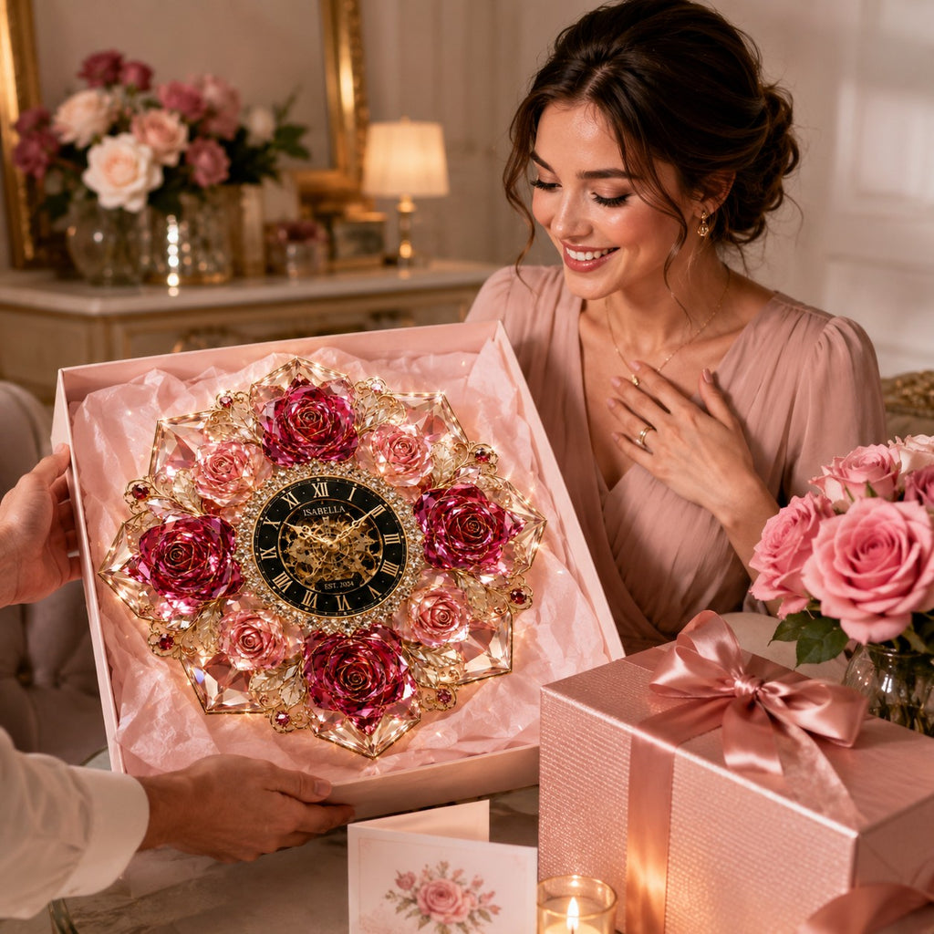 Personalized rose crystal Custom Name Wall Clock — personalized with a custom name