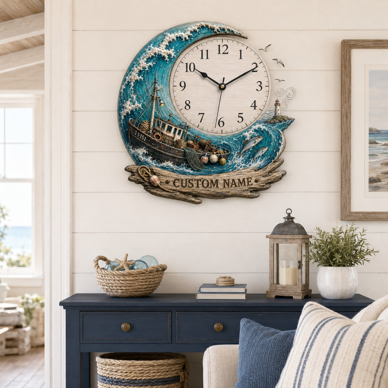Trawler timepiece Custom Name Wall Clock — personalized with a custom name