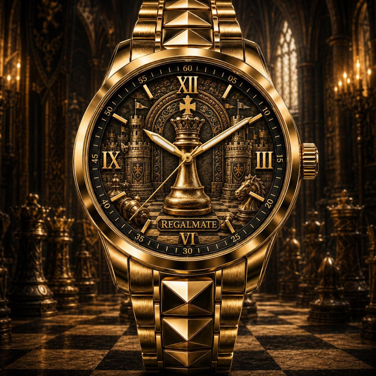 Personalized Chess Watch with a custom name set into the design