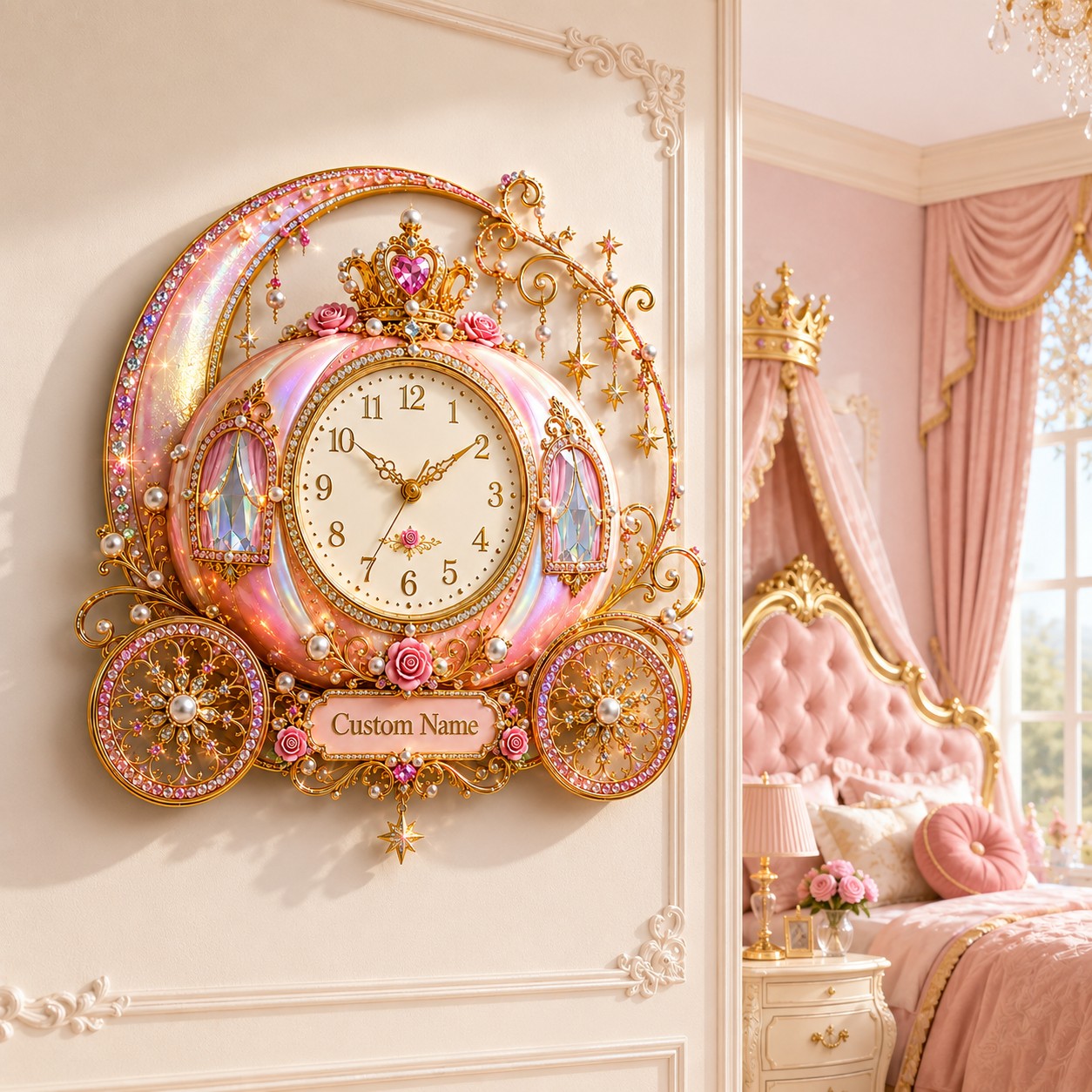 Carriage Custom Name Wall Clock — personalized with a custom name