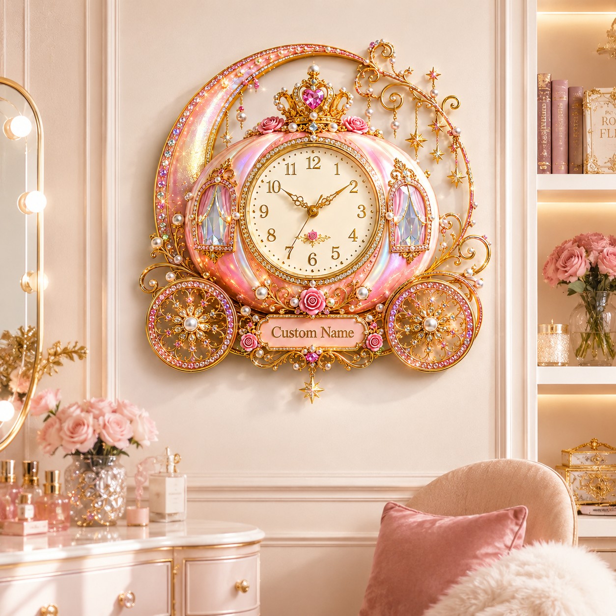 Carriage Custom Name Wall Clock — personalized with a custom name