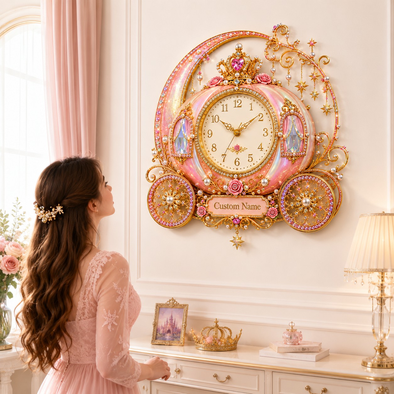 Carriage Custom Name Wall Clock — personalized with a custom name