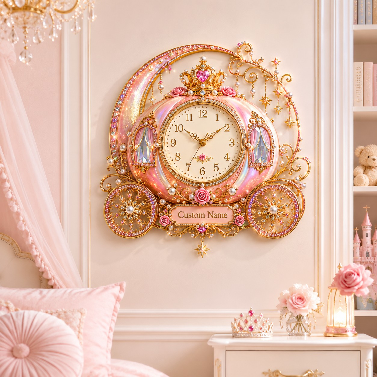 Carriage Custom Name Wall Clock — personalized with a custom name