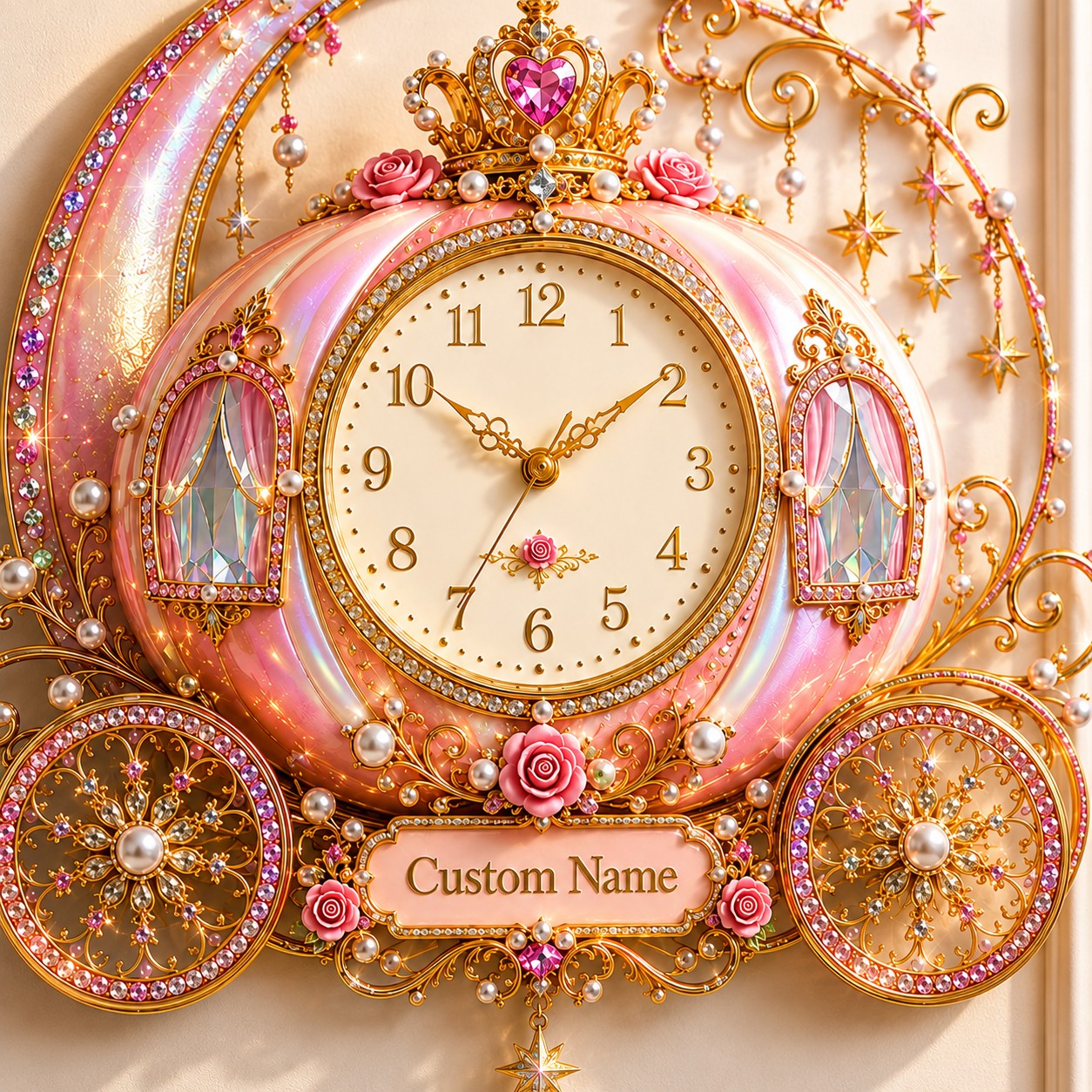 Carriage Custom Name Wall Clock — personalized with a custom name