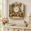 Floral window Custom Name Wall Clock — personalized with a custom name