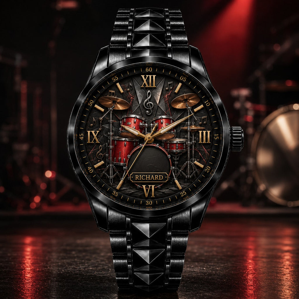 Custom Drummer Watch — personalized with a custom name