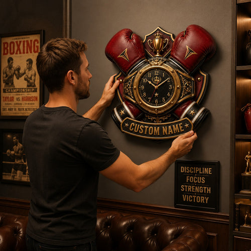 Boxer Custom Name Wall Clock — personalized with a custom name