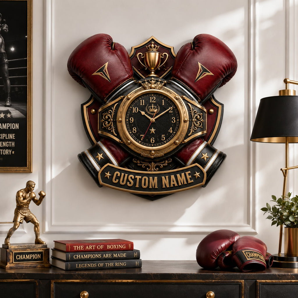 Boxer Custom Name Wall Clock — personalized with a custom name