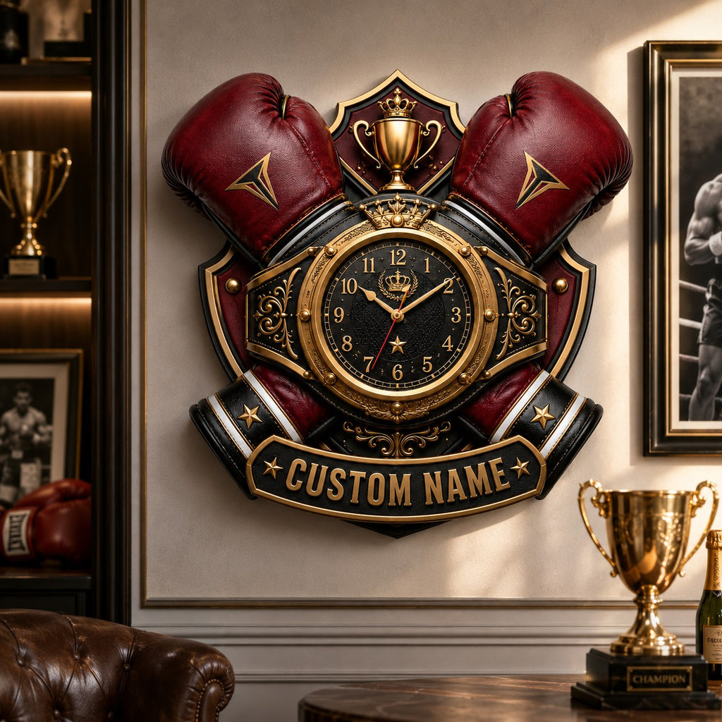 Boxer Custom Name Wall Clock — personalized with a custom name