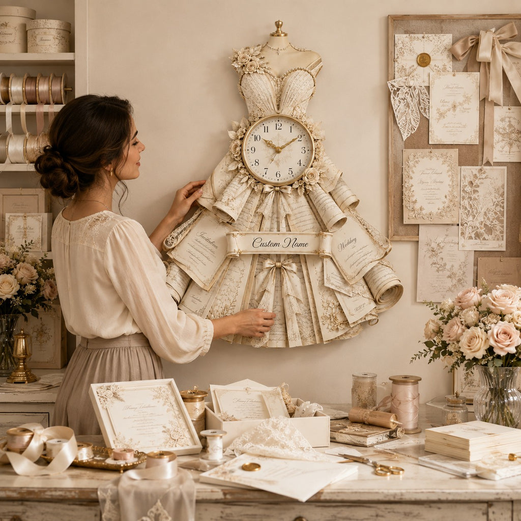 Wedding book lover personalized wall clock — personalized with a custom name