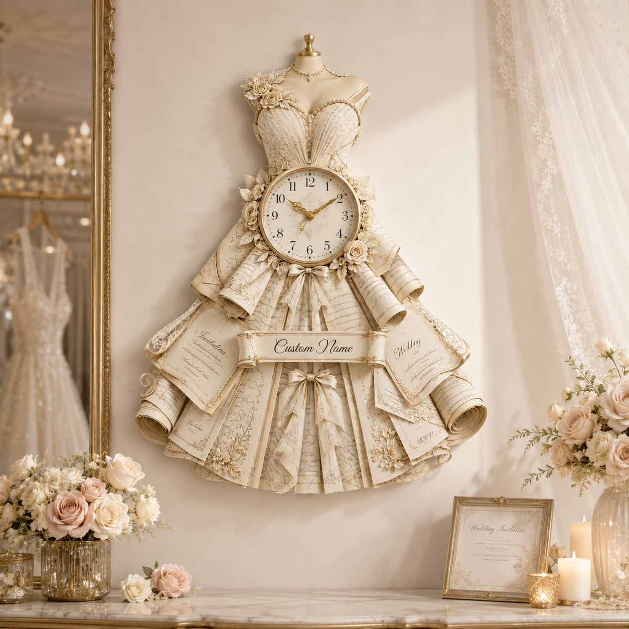 Wedding book lover personalized wall clock — personalized with a custom name