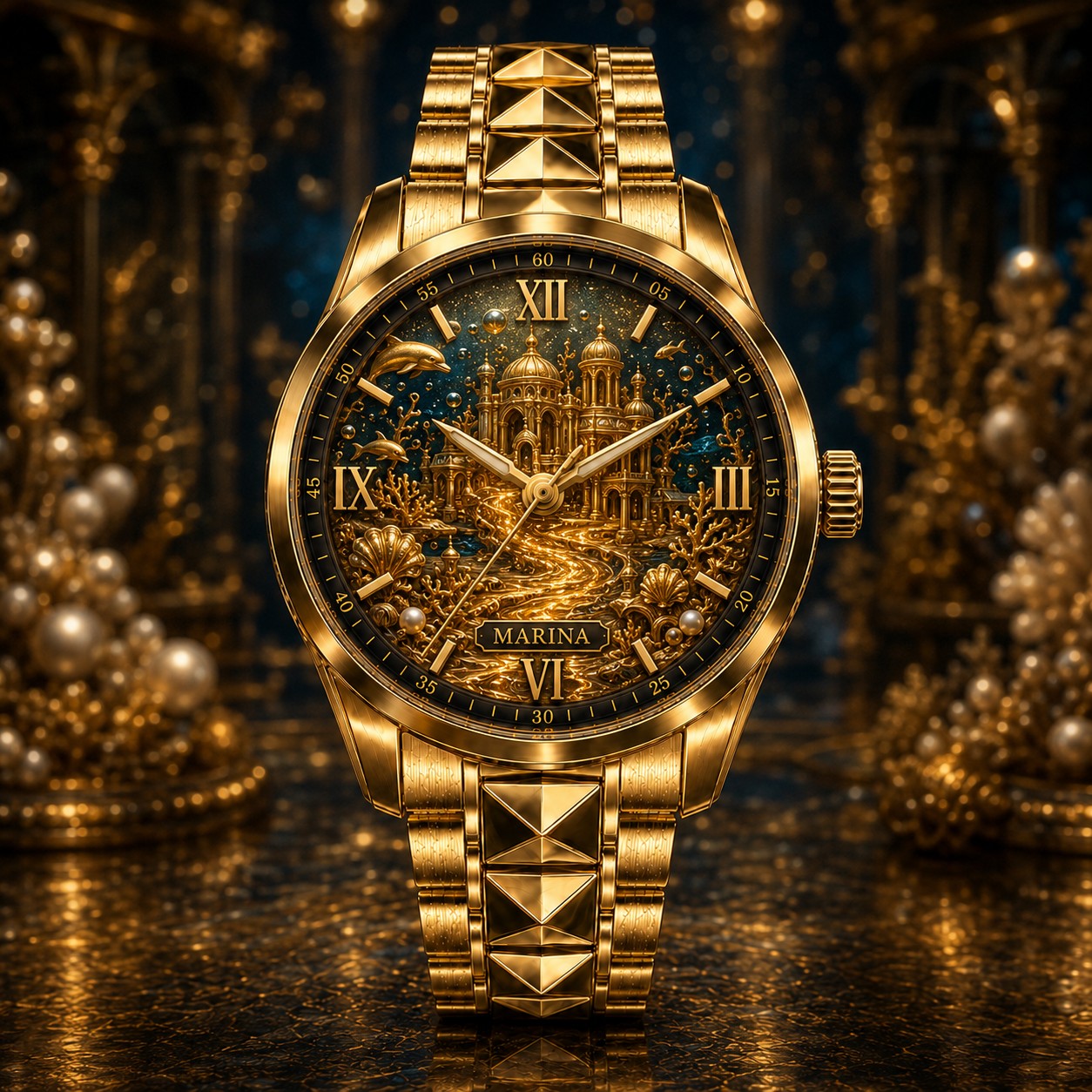 Custom Personalized Golden Atlantis Watch — personalized with a custom name