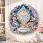 Personalized mermaid treasure-cove wall decor Custom Name Wall Clock — personalized with a custom name