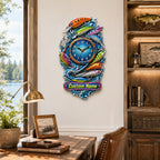 Personalized fishing lure wall clock — personalized with a custom name