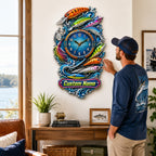Personalized fishing lure wall clock — personalized with a custom name
