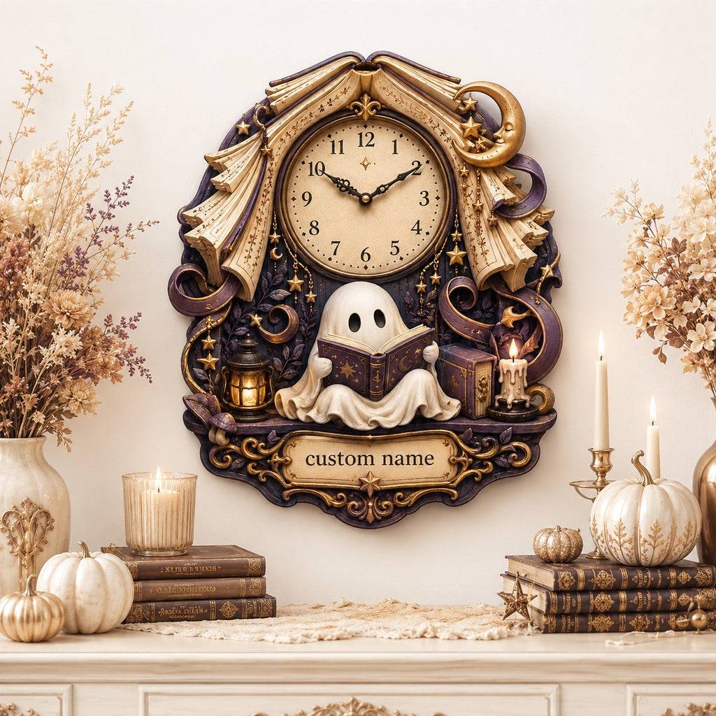 Personalized ghost reader wall clock — personalized with a custom name