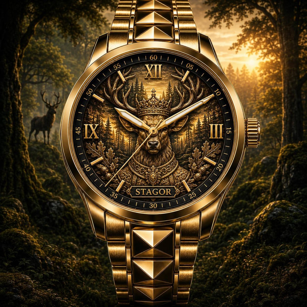 Personalized Stag Deer Watch with a custom name set into the design