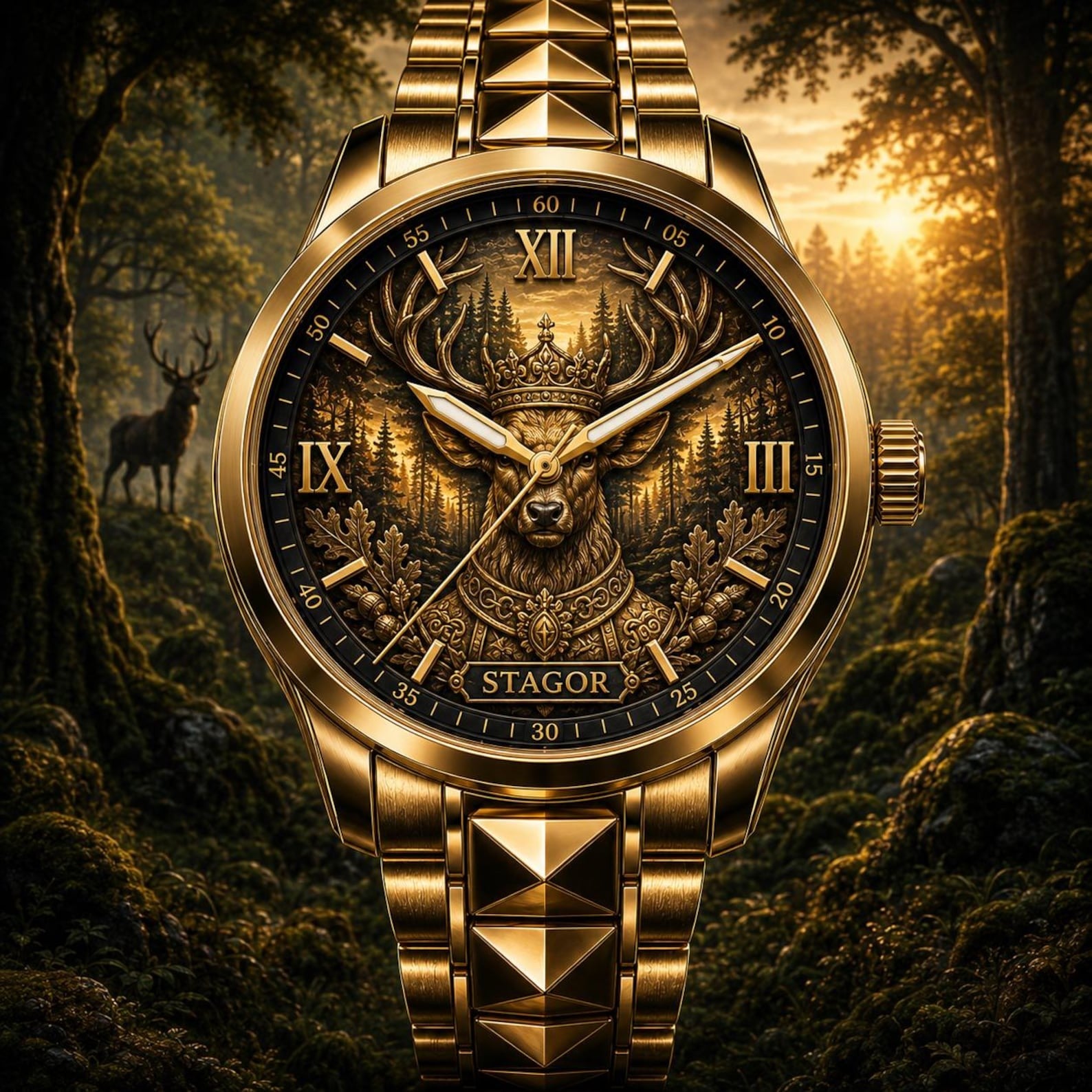 Custom Stag Deer Watch — personalized with a custom name