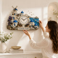 Santorini Custom Name Wall Clock — personalized with a custom name