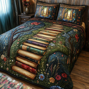 Librarians Escape Night Path 3-Piece Quilted Bedding Set