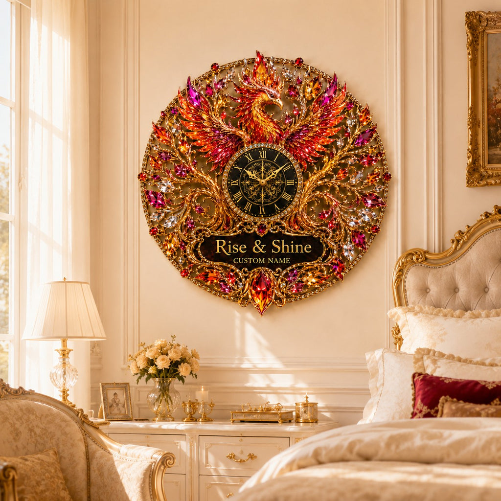 Phoenix Custom Name Wall Clock — personalized with a custom name