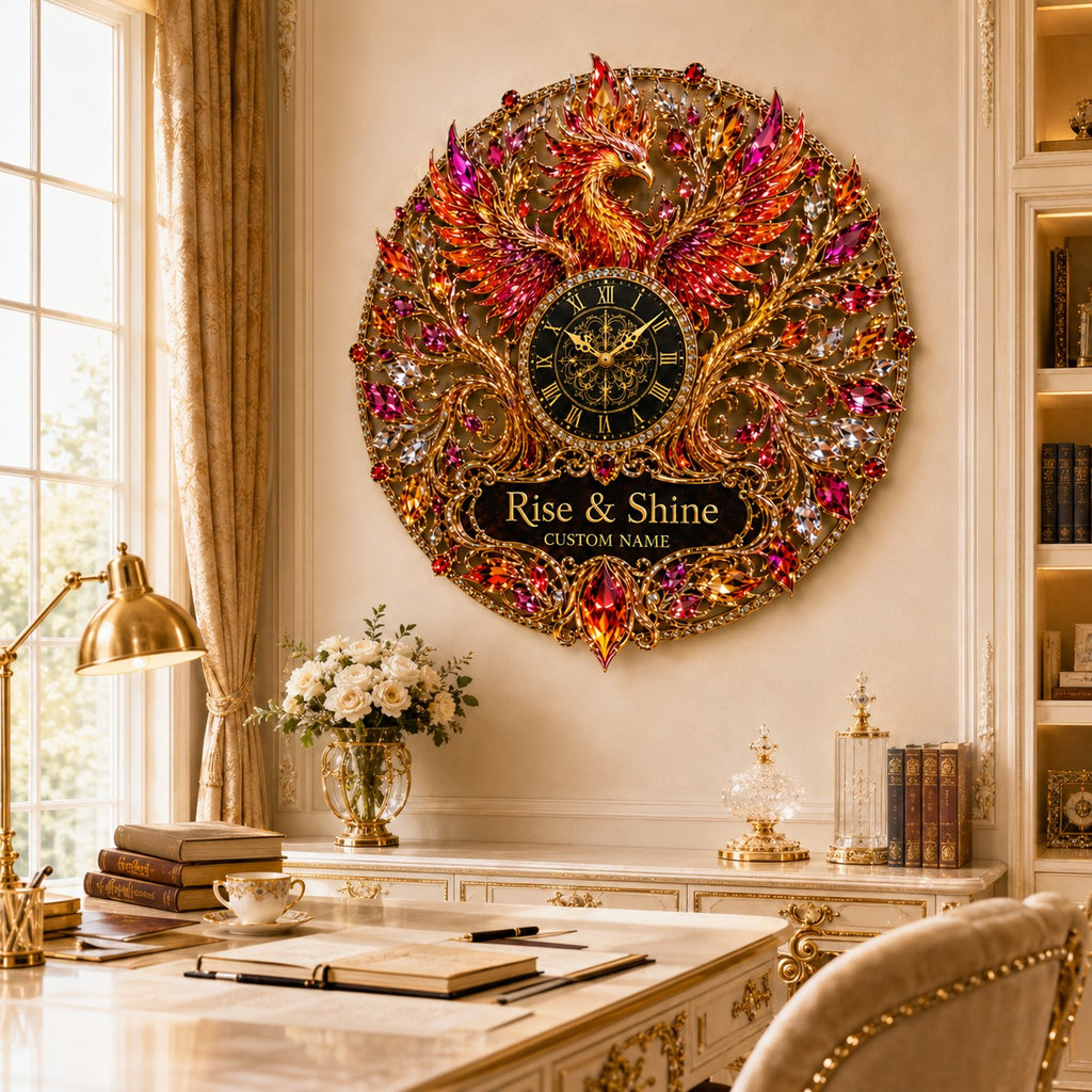 Phoenix Custom Name Wall Clock — personalized with a custom name