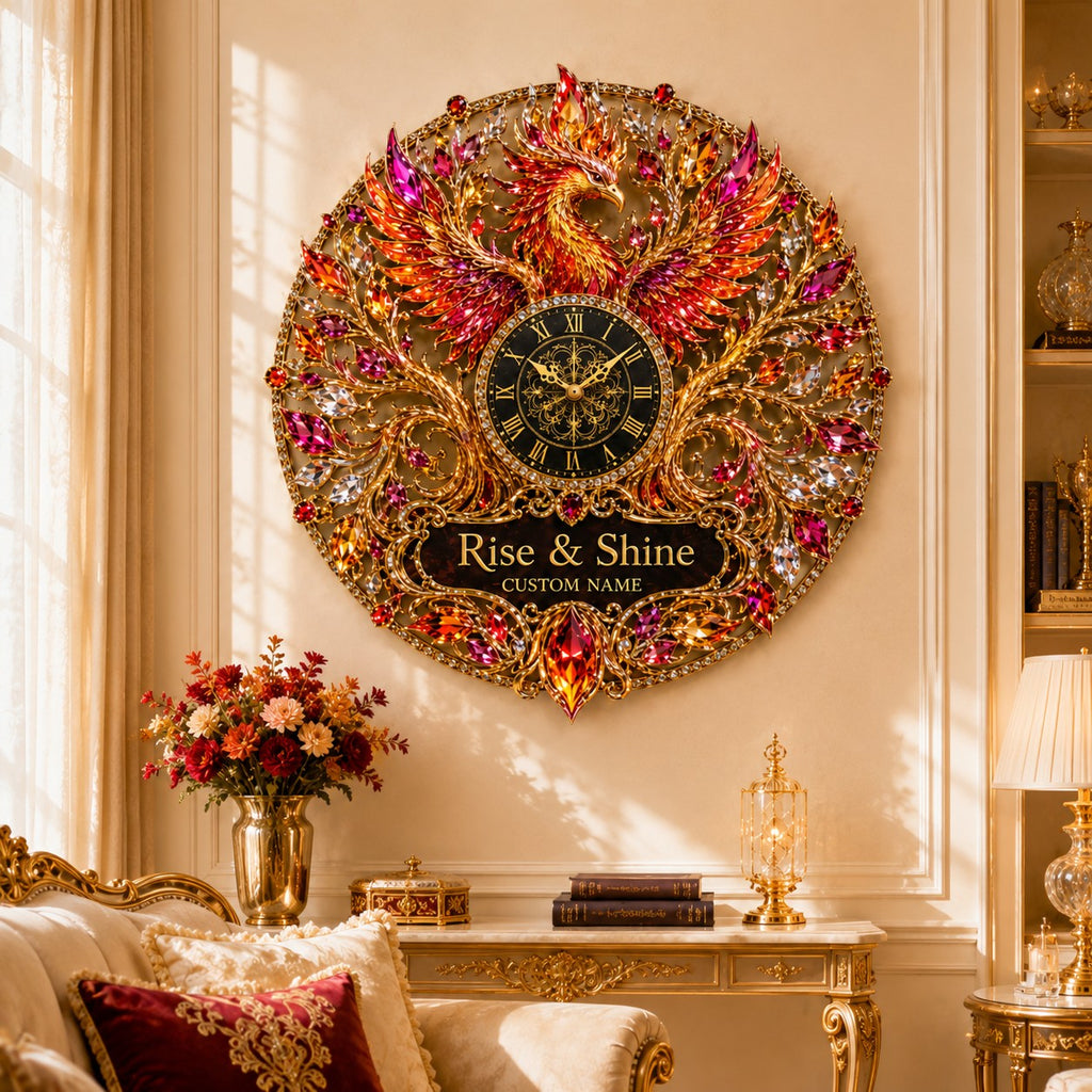 Phoenix Custom Name Wall Clock — personalized with a custom name