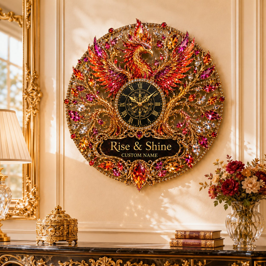 Phoenix Custom Name Wall Clock — personalized with a custom name